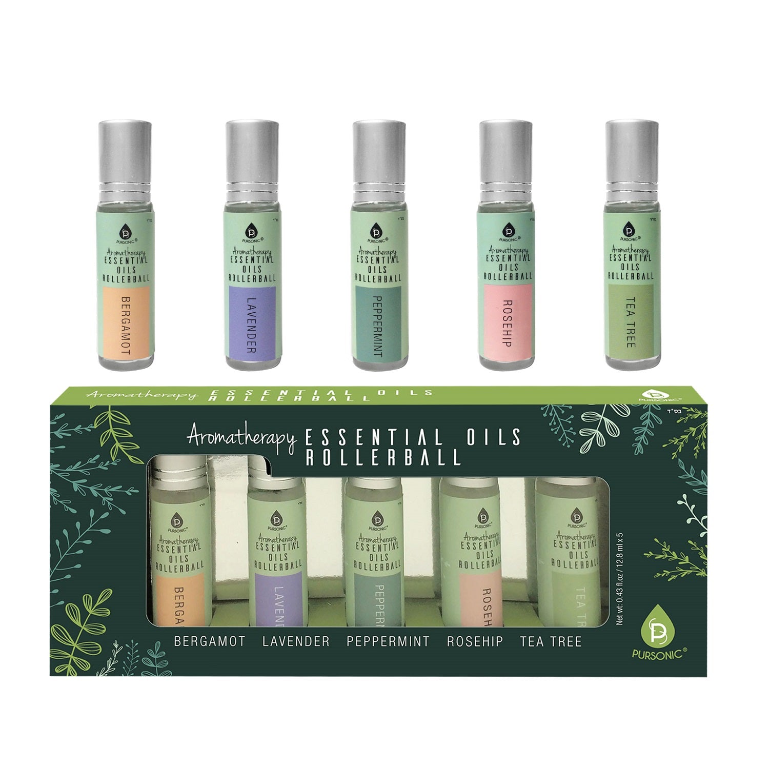 Aromatherapy Essential Oils Rollerballs (Bergamot, Lavender, Peppermint, Rosehip, Tea Tree) - Gmoh LuxuryAromatherapy Essential Oils Rollerballs (Bergamot, Lavender, Peppermint, Rosehip, Tea Tree)AromatherapyGmoh Luxury