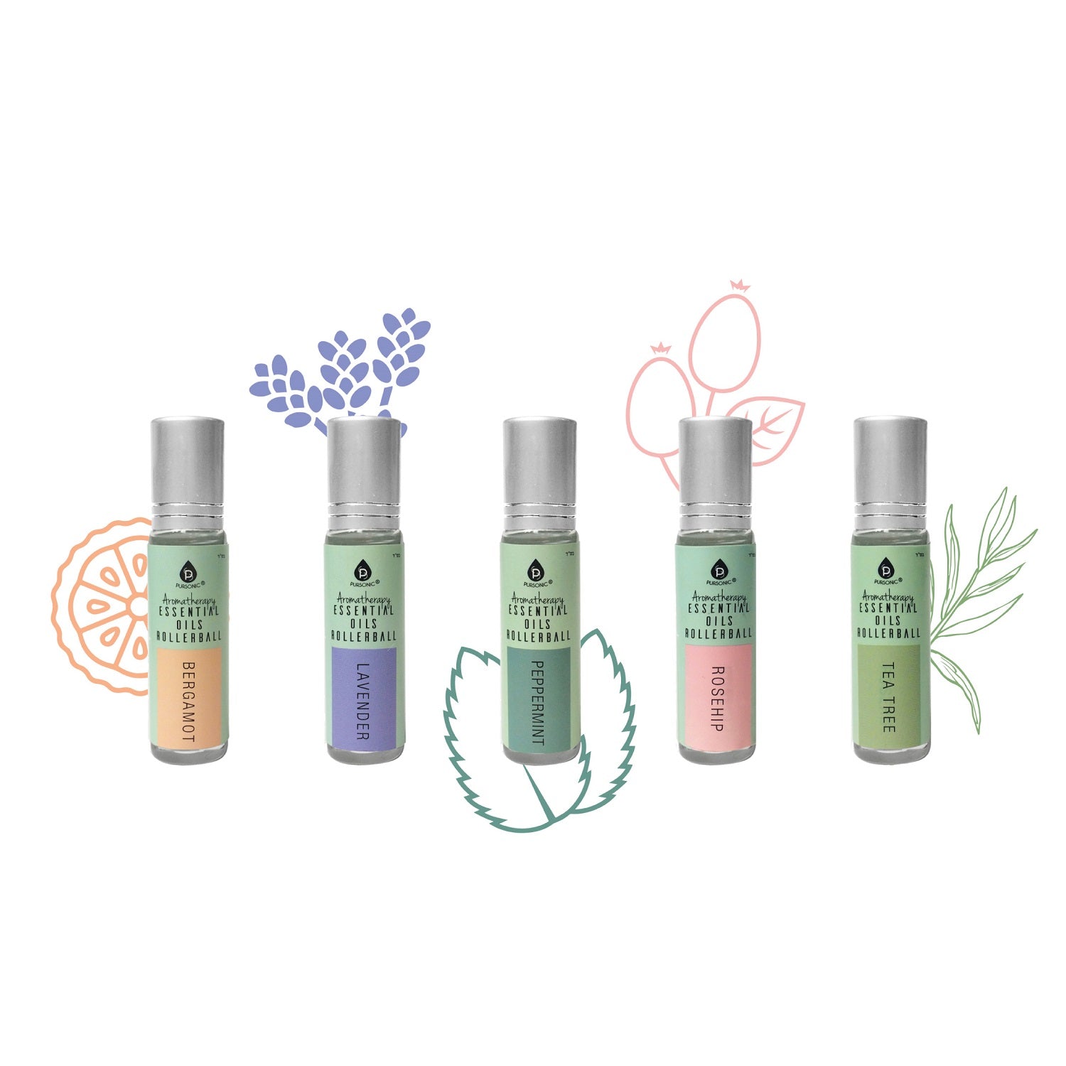 Aromatherapy Essential Oils Rollerballs (Bergamot, Lavender, Peppermint, Rosehip, Tea Tree) - Gmoh LuxuryAromatherapy Essential Oils Rollerballs (Bergamot, Lavender, Peppermint, Rosehip, Tea Tree)AromatherapyGmoh Luxury