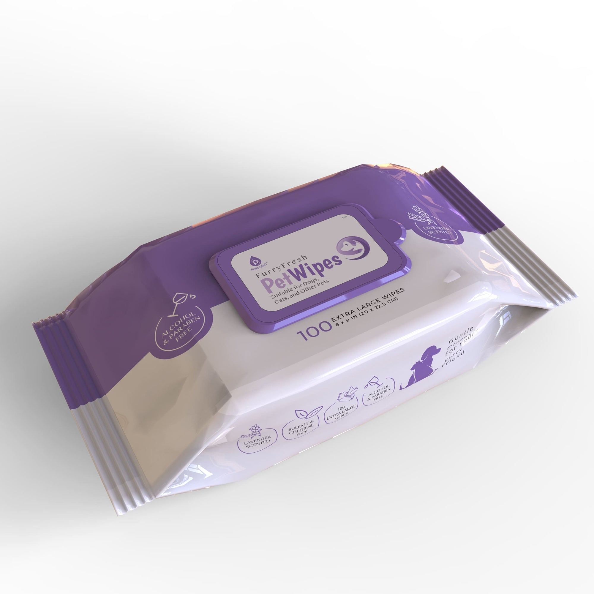 Furry Fresh Pet Wipes - Lavender Scented, 100 Extra Large Wipes - Gmoh LuxuryFurry Fresh Pet Wipes - Lavender Scented, 100 Extra Large WipesWipesGmoh Luxury