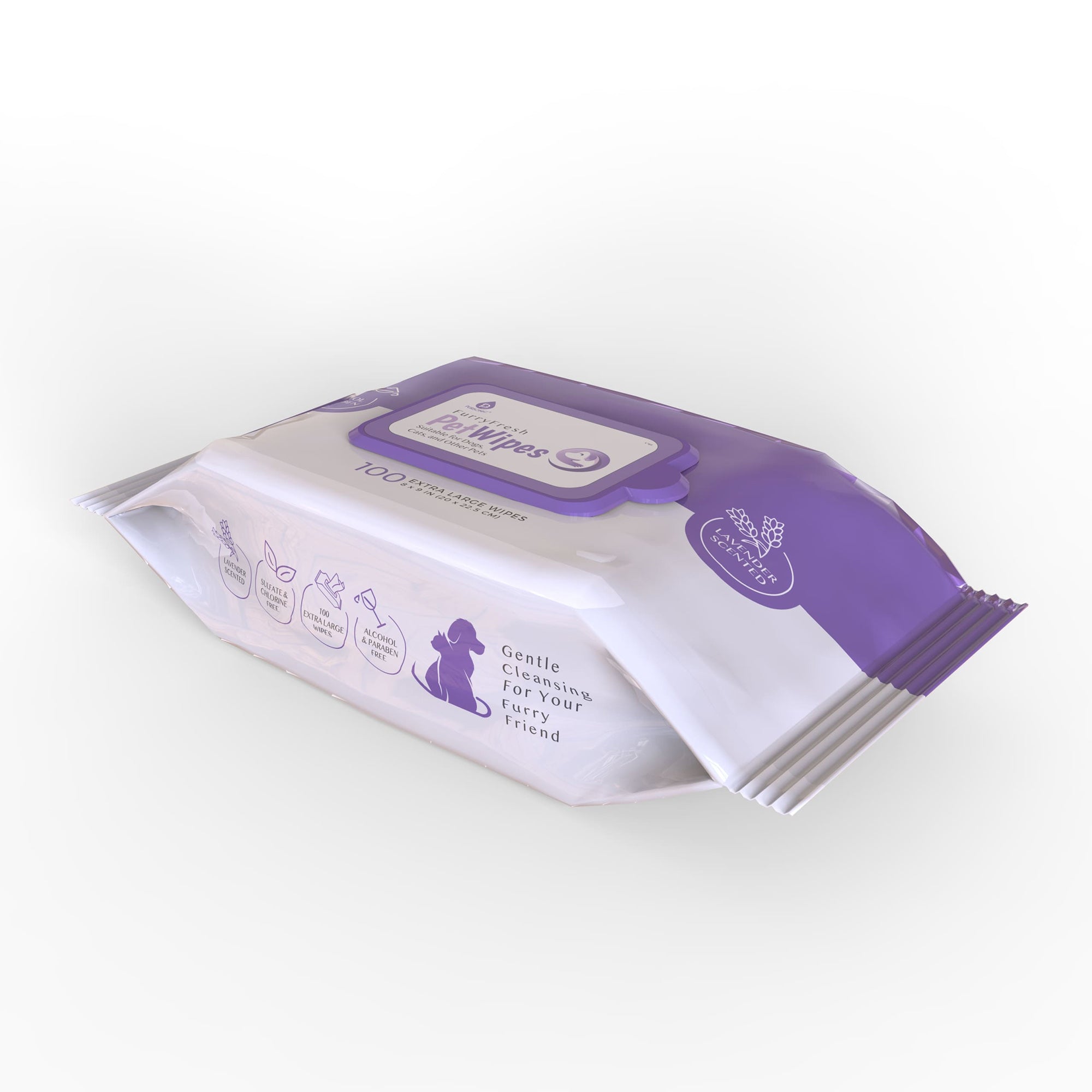Furry Fresh Pet Wipes - Lavender Scented, 100 Extra Large Wipes - Gmoh LuxuryFurry Fresh Pet Wipes - Lavender Scented, 100 Extra Large WipesWipesGmoh Luxury